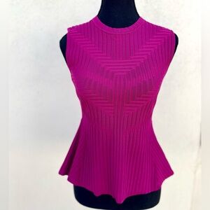 Halogen Pleated Peplum Sleeveless Sweater XS Purple